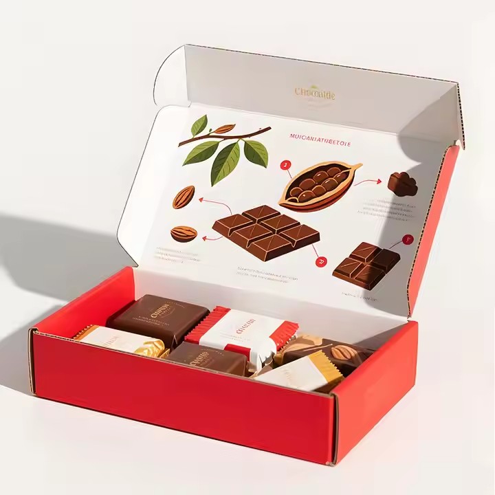 Custom Printed Design Food Grade Snack Pastry Chocolate Mailing Carton Packaging Paper Boxes Corrugated Shipping Mailer Box